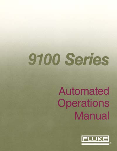Fluke 9100A/9105A Automated Operations Manual