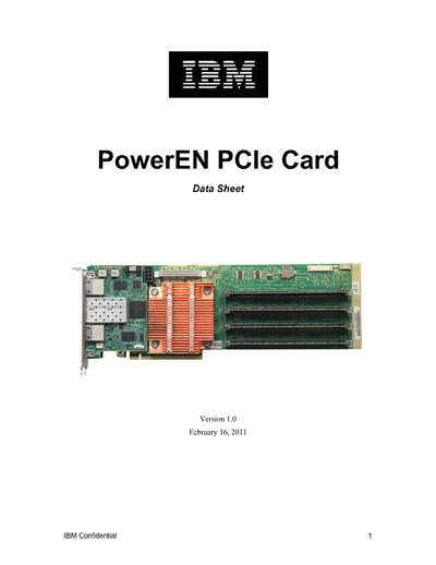 IBM PowerEN PCIe Card 
Data Sheet 