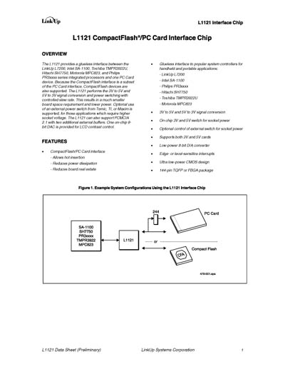 LinkUp L1121 CompactFlash/PC Card Interface Chip Data Sheet