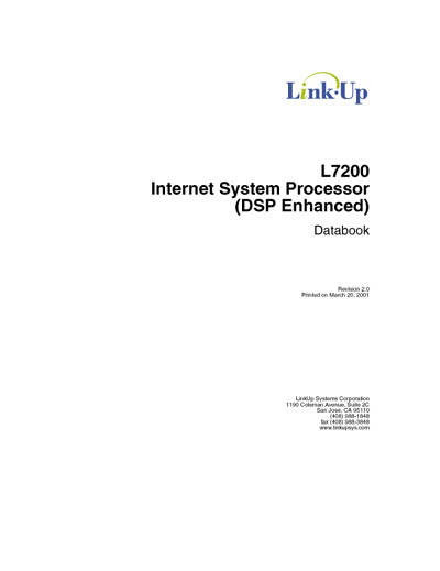 LinkUp L7200 Internet System Processor (DSP Enhanced) Databook