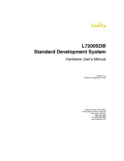 LinkUp L7200SDB Standard Development System Hardware User's Manual