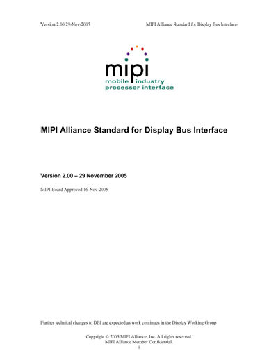 MIPI Alliance Standard for Display Bus Interface