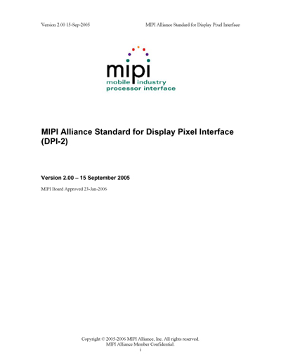 MIPI Alliance Standard for Display Pixel Interface (DPI-2)