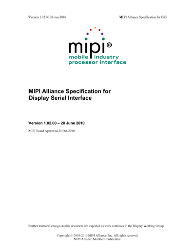 MIPI Alliance Specification for Display Serial Interface