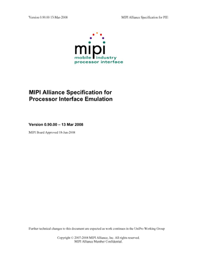 MIPI Alliance Specification for Processor Interface Emulation