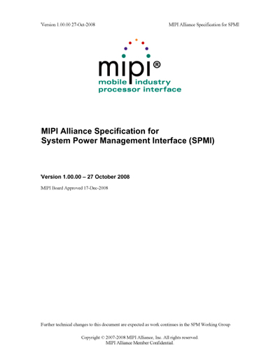 MIPI Alliance Specification for System Power Management Interface (SPMI)