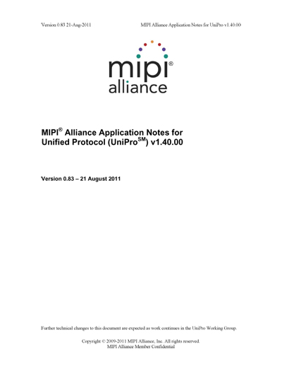 MIPI Alliance Application Notes
for Unified Protocol (UniPro)