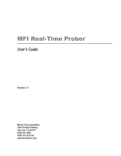 Micron Force Instruments (MFI) Real-Time Prober User's Guide