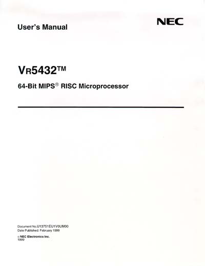NEC VR5432 MIPS Processor User's Manual