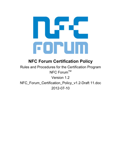 NFC Forum Certification Program Policy