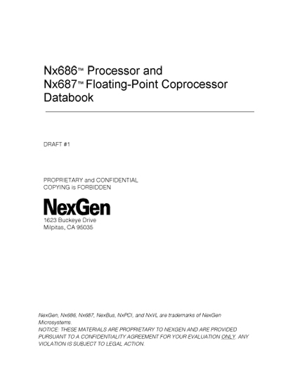 NexGen Nx686/Nx687 Processor and Floating-Point Coprocessor Databook