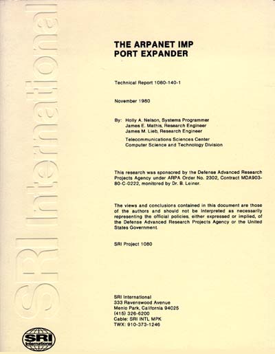 SRI International ARPANET IMP Port Expander Manual