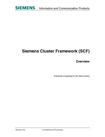 Siemens Cluster Framework (SCF) Overview