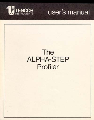 KLA-Tencor Alpha-Step Profiler User's Manual