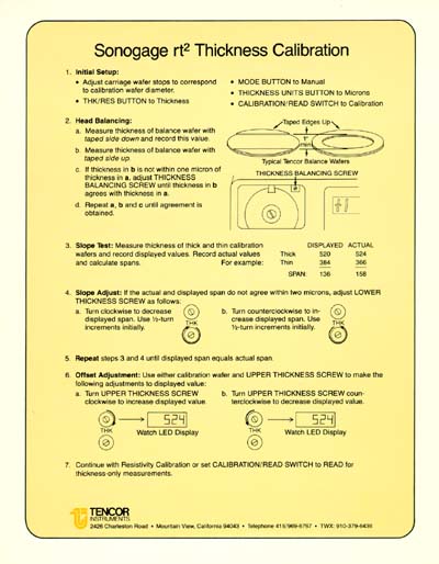 KLA-Tencor SonoGage rt2 Thickness Calibration Quick Guide