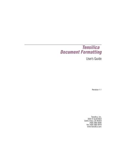 Tensilica Document-Formatting User's Guide