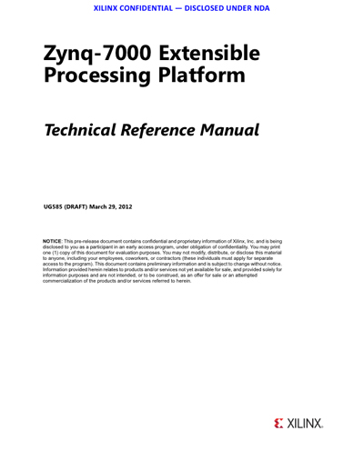 Xilinx Zynq-7000 Extensible Processing Platform (EPP) Reference Manaul