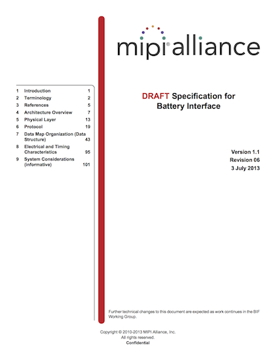 MIPI Alliance Specification for Battery Interface (BIF)