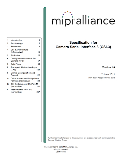 MIPI Alliance Specification for Camera Serial Interface 3 (CSI-3)