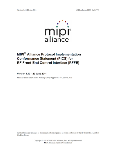 MIPI Alliance Protocol Implementation Conformance Statement (PICS) for RF Front-End Control Interface (RFFE)