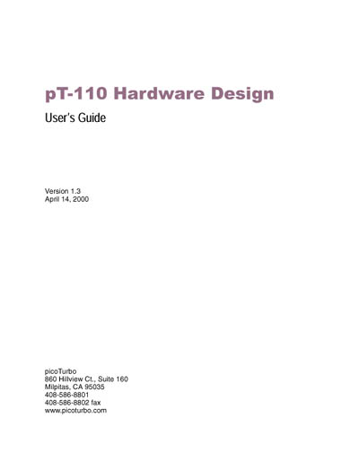 picoTurbo ARM-Compatible pT-110 Hardware Design User's Guide