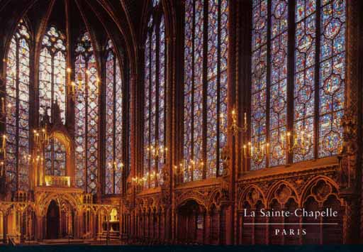 picture of postcard inside stained glass windows of
				sainte-chapelle