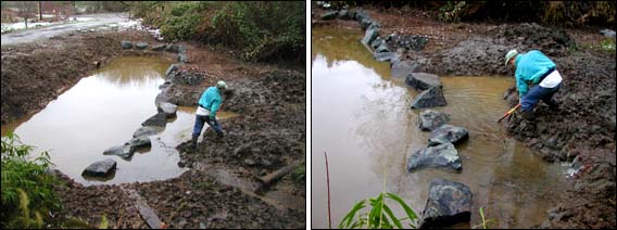 John digging out ponds and islands